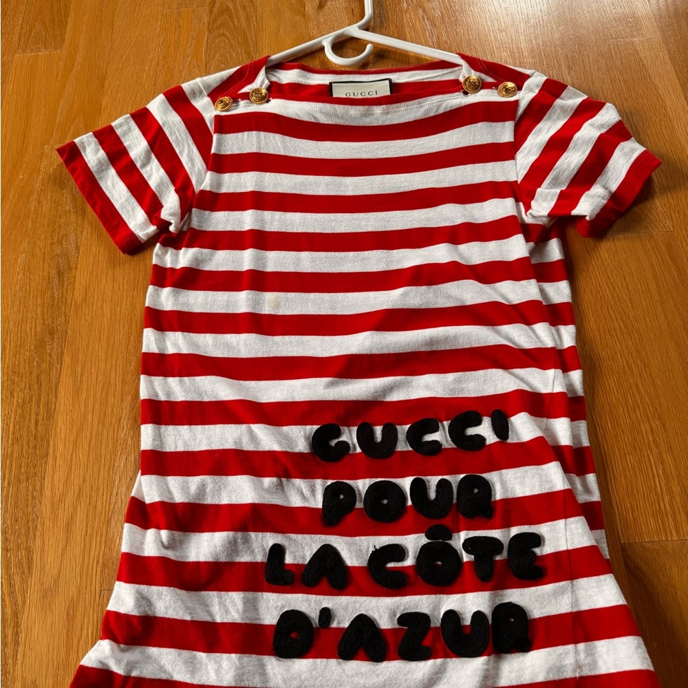 Gucci Women’s Red and White Striped Shirt